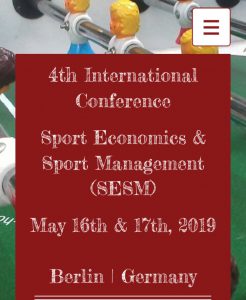 4th International Conference on Sport Economics & Sport Management (SESM) which will take place 